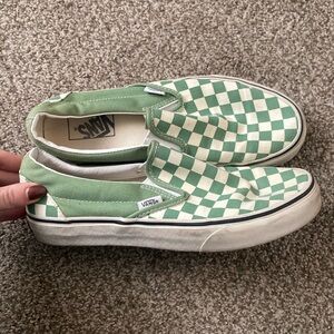 Green Checkered Slip On- Vans